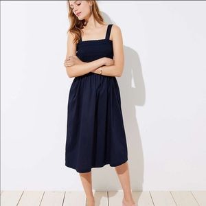 Loft Navy Smocked Dress